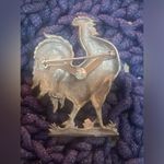 JJ Jonette Jewelry Vintage Rooster Brooch Pin Pewter Signed Painted Farm Country Photo 2