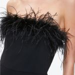 Alice + Olivia Idell Off Shoulder Feather Trim Black Jumpsuit Photo 2