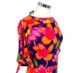 Trina Turk Floral Jersey Split Sleeve Boat Neck Dress Size XS Pink Orange NWT Photo 3