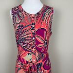 Tommy Bahama Dress Womens Small Pink Midi Sleeveless Belted Button Up Printed S Photo 2