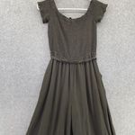 Lulus  Women's Jumpsuit Wide Leg Smocked Top Taupe Size Small Short Sleeve Photo 9