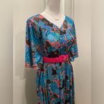 VTG 80s 90s Anthony Richards Blue & Pink Retro Maxi House Dress Kaftan Muumuu Size L Photo 3