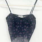 Perry + Co Floral Womens Whimsigoth Y2K Dark Cottagecore Floral Crop Cami Top Blue Photo 0