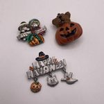 Lot Of 3 Brooch Pins Thanksgiving Give Thanks / Happy Halloween Photo 0