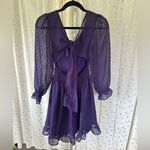 Exlura  NWT Swiss Dot Sheer Puff Long Peasant Sleeve Ruched Front Mini Dress S Photo 7