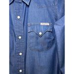 Lucky Brand Shirt Dress Y2K Denim Pearl Snap Western Pockets Chambray Women Sz S Photo 3