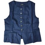 J.Crew  Cutaway vest top in linen Navy‎ CI544 14 NWT Career Sleeveless Photo 0