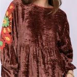 Ivy Jane  Mona Velvet Top Size XS Floral Embroidered Peplum Photo 0