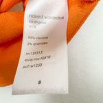 Naked Wardrobe NWOT Ribbed Mock Neck Sleeveless Open Back Crop Top Orange Small Photo 3