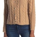 Cotton Emporium NWT Cable Knit Button Front Button coffee brown Cardigan Photo 0