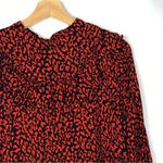 ZARA Red & Black Animal Print Ruffle Long Sleeve Mini Dress M Photo 4