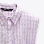 ZARA  Gingham Shoulder Pad Poplin Shirt Button Down Photo 2