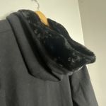 Vintage Donnybrook Wool Coat Trench Hood Faux Fur Cuffed Heavyweight Princess Black Size 18W Photo 4
