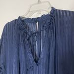 Alice + Olivia Callan Silk Romper striped blue long sleeve size US 4 Photo 2