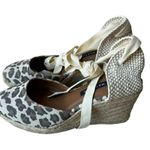 Margaux Espadrille Pique Animal Print Wedge Sandal Leopard Lace Up SZ 9 Tan Photo 1