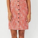 Ann Taylor  Coral Tweed Button-Front Dress with Belt | Size 6 Photo 0