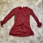 Haute Hippie XS Burgundy V-Neck Mini Dress With Tassel Boho Accents MSRP $695 Photo 5