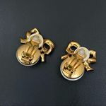 Nina Vintage Ricci Pearl Bow Clip On Gold tone Earrings Photo 8