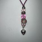 SAQ Art‎ Glass Y Drop Pendant Rope Necklace Pink Photo 1