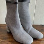 Miu Miu Rare HTF  Silver Lurex Knit Tech Fabric Glitter Heels Booties Size 38 US8 Photo 0