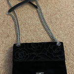 Karl Lagerfeld  Black Velvet Rose Pattern Shoulder Bag Photo 0