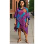 Green Sewn Patchwork Scarf Handmade from Vintage Silk Saris 70" X 24" Photo 2