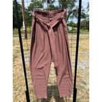 Athleta Skyline Pant II Stretch Paperbag Pants Women's Size 0 Cognac Brown Belt Photo 2