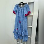 SUNDRESS Alena Dress in Light Blue & Pink Gingham Plaid High Low Size M / L Size L Photo 6