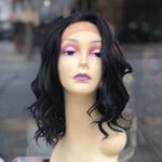 Black brown highlights beach waves Lacefront Wig Photo 0