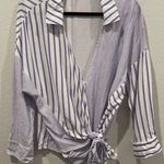 Buffalo David Bitton Wrap Purple Striped Blouse Photo 0