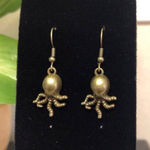 Squid / Octopus Dangle Earrings Gold Photo 0