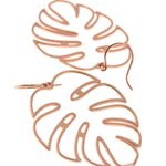 monstera leaf earrings, palm leaf earrings, tropic Gold Photo 1