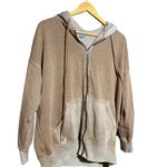 Aerie Brown Tan Oversize Sweater Hoodie Drawstring Full Zip Hood Size Small Photo 2