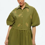 NOCTURNE
Women's Embroidered Balloon Sleeve Dress S/M Green Size undefined Photo 0