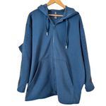 Adidas  Stella McCartney Oversized Logo Blue Full Zip Hoodie Womens Large Photo 2