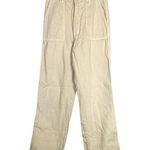 ZARA Cargo Relaxed Cotton Straight Leg Pants Zip Button 4 Pocket XS Cream #3188 Photo 0