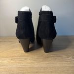 Vince Camuto Shoes Peep Toe Suede Buckle Booties Black Cone Heel Womens 8 Wide Photo 6