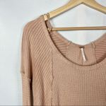 Free People Ventura Blush Tan Waffle Thermal Knit High Low Long Sleeve M Photo 4