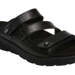 Earth Origins Women's Mira Loures Leather Adjustable Slide Sandal Black Size 7 Photo 0