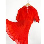 Frame NWT Smocked Shirt Mini Dress Size Small Orange Stretch Lightweight Photo 11