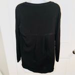 Westbound Mixed Media Cotton Blend Long Sleeve Back Pleat Top Black M Photo 3