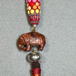 Necklace on Leather rope. Elephant, tassel, Cool Beads Red Photo 0