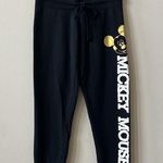 Disney Mickey Mouse Drawstring Black Gold Joggers Juniors Size M (7/9) Photo 0