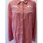 Back in the Saddle Cotton Plaid Flannel Western Rodeo Pearl Button Size L Red Size L Photo 0