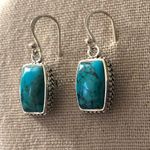 Sterling Silver BARSE Turquoise Rope Braid Framed Drop Earrings Photo 2