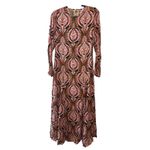 Farm Rio NWT Pineapple Jewelry Midi Dress Brown Pink Print Size Small Photo 2