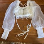 For Love & Lemons - XS white long sleeve w/ zipper & tie backing Photo 1