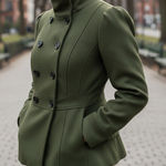 Decree  Forest Green Double-Breasted Pea Coat Photo 0