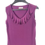 Van Heusen  Sleeveless Stretch V-neck Ruffled Purple Top XS Photo 1