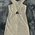 Topshop Metallic Silver Grey Leopard Animal Print Mini Dress Sz 4 Photo 0